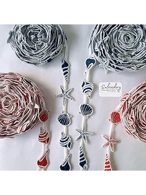 Nacario Deniz Kabukları Motifli Şerit Nakış Modeli | Nakış Aksesuar (Kırmızı)