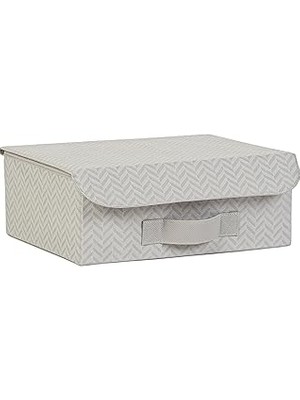 Nacario Ocean Home Textile Çekmece Içi Gri Balıksırtı Kapaklı Kutu 30 x 23 x 11 cm