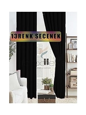 Nacario Siyah Renk Kalın Güneşlik Blackout Kararma Fon Perde Düz Dikim 180 x 250