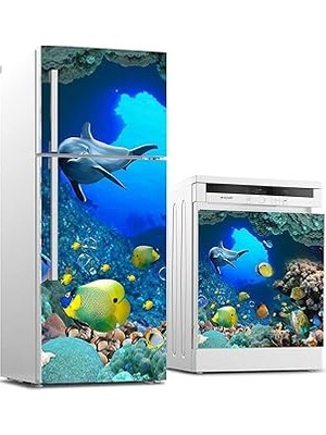 Nacario Buzdolabı ve Bulaşık Makinası Beyaz Eşya Sticker Kaplama Deniz Altı