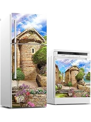Nacario Buzdolabı ve Bulaşık Makinası Beyaz Eşya Sticker Kaplama Antik Ev