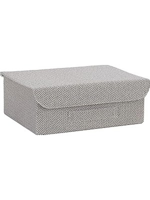 Nacario Ocean Home Textile Bej Dokulu Kumaş Kutu // 30X23X11