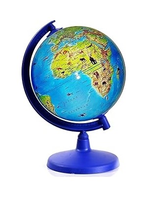 Nacario Dünya Küresi Fiziki Hayvanlı Işıksız 20 cm Çap -30 cm Yükseklik- Eğitci Yer Küre,