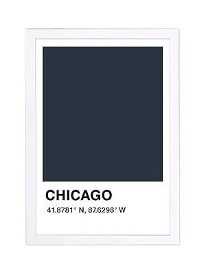 Nacario Şehirler ve Ufuk Çizgisi Çerçeveli Duvar Sanatı Baskıları 'chicago Color Swatch' Amer