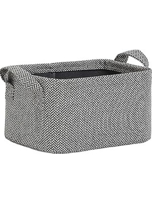 Nacario Ocean Home Textile Antrasit Renk Dokulu Kumaş Sepet 24 x 17 x 12 cm