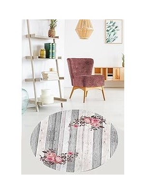 Nacario Pelangi Çiçek Desenli Dijital Baskı Yıkanabilir Kaymaz Taban Vintage Yuvarlak Salon ve H