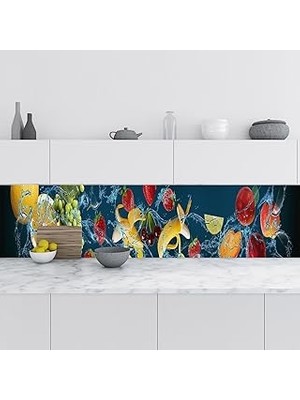 Nacario Mutfak Tezgah Arası Folyo Fayans Kaplama Folyosu Meyveler 60X200 cm