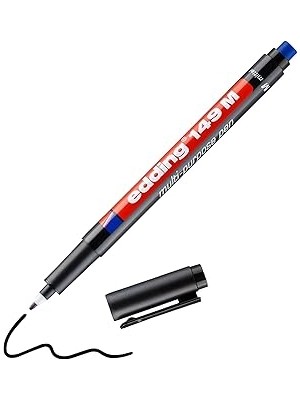 Nacario Edding 149 M Silgili Permanent Kalem - Asetat Kalemi - Siyah - 1 Kalem - Yuvarlak Uç 1 mm