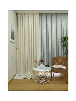 Nacario Evdepo Home Ekru Düz Renk Keten Fon Perde, Pilesiz Düz Dikim, Tek Kanat 70 x 270 cm