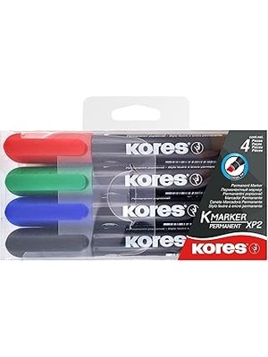Nacario Kores Kalıcı Marker Set 3 – 5 mm Konik Baş Kısım, Siyah/mavi/kırmızı/yeşil