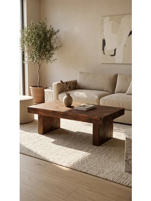Ahşap Orta Sehpa 100X60 cm Iskandinav Salon Sehpası Modern Orta Masa