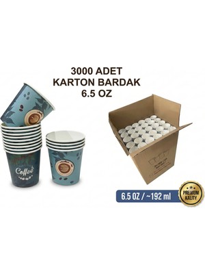 6.5 Oz Karton Bardak Sıcak ve Soğuk Içecek Uyumlu Kahve Çay Bardağı 3000 Adet⁠ (Mavi)
