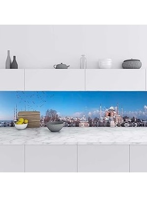 Nacario Mutfak Tezgah Arası Folyo Fayans Kaplama Folyosu Istanbul Panorama 60X400 cm