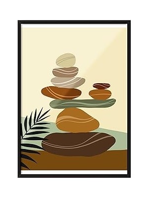 Nacario Zestia Siyah Çerçeveli Tablo, Zen Taşları, Dengede Duran Kaya Kompozisyonu Poster No: 10