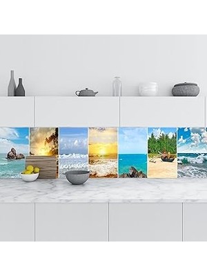 Nacario Mutfak Tezgah Arası Folyo Fayans Kaplama Folyosu Deniz Kolaj 60X200 cm