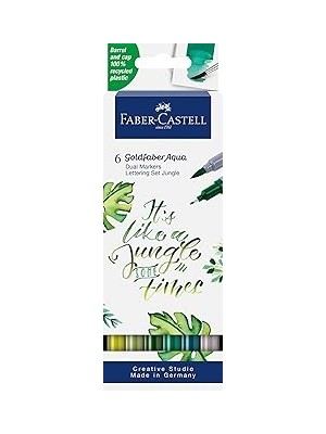 Nacario Faber-Castell Goldfaber Aqua Çift Uçlu Markör, Kaligrafi, 6'lı Jungle