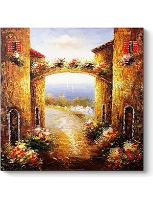 Nacario Çiçekli Sokak Tablosu 30 x 30
