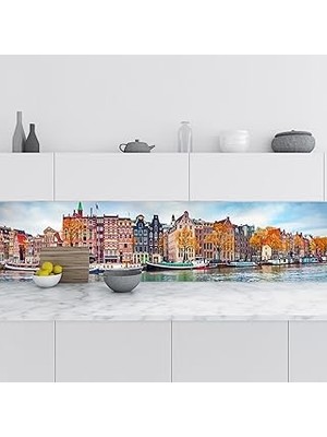 Nacario Mutfak Tezgah Arası Folyo Fayans Kaplama Folyosu Amsterdam 60X300 cm