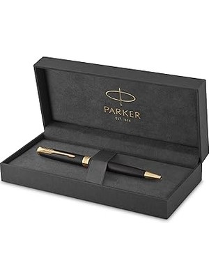 Nacario Parker Sonnet Mat Siyah Altın Tasarımlı Tükenmez Kalem, Mavi Mürekkep, Orta Kalınlıkt