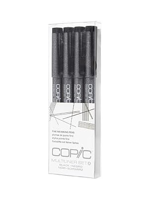 Nacario Copic Işaretleyiciler Çok Katmanlı Ince Pigment Esaslı Mürekkep, 4 Parça Set