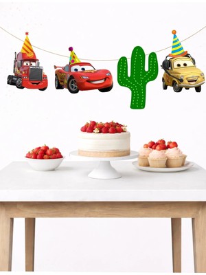 Sinek Kupası Tasarım Şimşek Mcqueen Temalı Banner Parti ve Doğum Günü Süsü