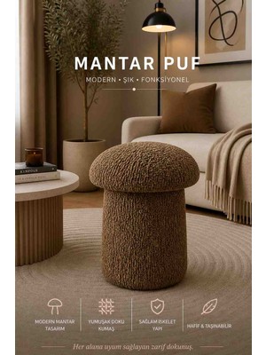 Muba Online Luxury Mantar Puf – Ithal Bukle Kumaş, Modern & Zarif