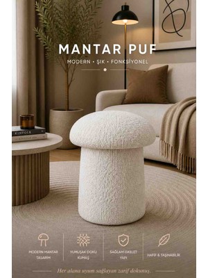 Muba Online Luxury Mantar Puf – Ithal Bukle Kumaş, Modern & Zarif