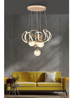 Empressco Modern Toplu Taşlı Sarkıt LED Avize, 3 Renk Gold Kaplama