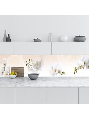 Nacario Mutfak Tezgah Arası Folyo Fayans Kaplama Folyosu Beyaz Orkide 60X500 cm