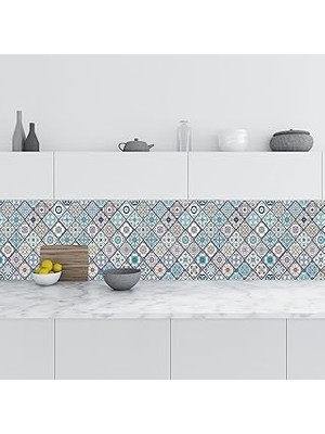 Nacario Mutfak Tezgah Arası Folyo Fayans Kaplama Folyosu Dörtgen Fas Desen 60X300 cm