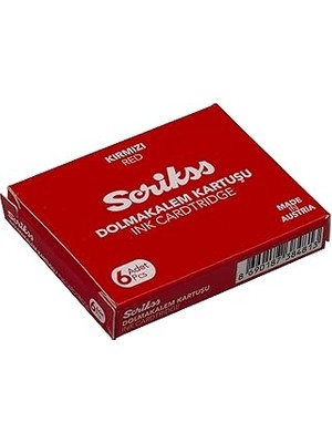 Nacario Scrikss Kartuş Dolma Kalem Kartuşu 6'lı Paket Kırmızı