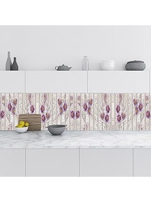 Nacario Mutfak Tezgah Arası Folyo Fayans Kaplama Folyosu Mor Papatya 60X200 cm