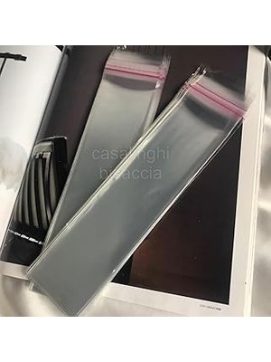 Nacario Şeffaf Jelatin Poşet 5X20 cm (Kapak Payı Dahil Ölçü) Kendinden Yapışkanlı Bantlı O