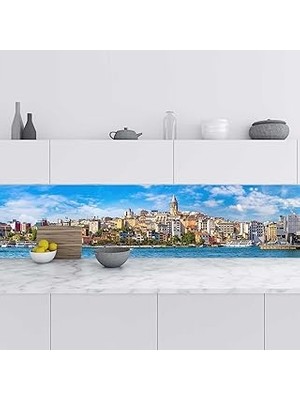 Nacario Mutfak Tezgah Arası Folyo Fayans Kaplama Folyosu Istanbul Galata 60X500 cm