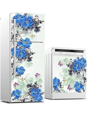 Nacario Buzdolabı ve Bulaşık Makinası Beyaz Eşya Sticker Kaplama Mor Çiçekler