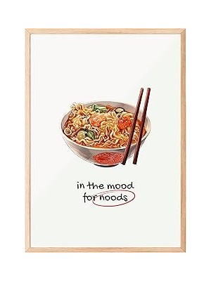 Nacario Zestia Ahşap Çerçeveli Tablo, Ramen Kasesi, Mutfak Dekoru, Eğlenceli Tipografi Poster No
