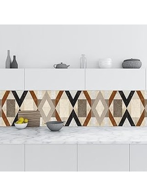 Nacario Mutfak Tezgah Arası Folyo Fayans Kaplama Folyosu Geometrik Dekorasyon 60X400 cm