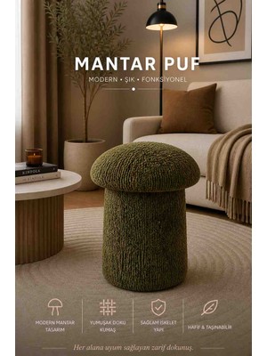Muba Online Luxury Mantar Puf – Ithal Bukle Kumaş, Modern & Zarif