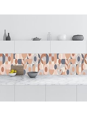 Nacario Mutfak Tezgah Arası Folyo Fayans Kaplama Folyosu Kahve Geometrik Mozaik 60X500 cm