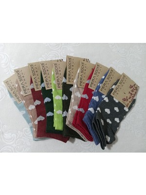 Pera Socks Topuk Burun Takviyeli 10'lu Kalp Desenli Kadın Patik Çorap Kdm6