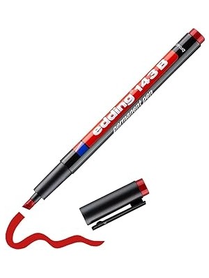 Nacario Edding 143 B Permanent Kalem - Asetat Kalemi - Kırmızı - 1 Kalem - Kesik Uç 1-3 mm