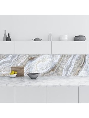 Nacario Mutfak Tezgah Arası Folyo Fayans Kaplama Folyosu Grey And Gold 60X200 cm