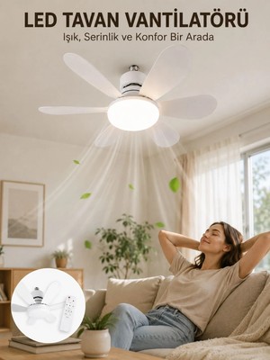 AyrStore Buğz Uzaktan Kumandalı LED Tavan Vantilatörü Yüksek Aydınlatma Güçlü Esinti Süper Sessiz �