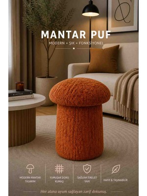 Muba Online Luxury Mantar Puf – Ithal Bukle Kumaş, Modern & Zarif