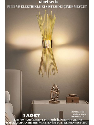 Empressco Şık Kirpi Gold Pilli LED Duvar Aplik, Modern ve Enerji Tasarruflu Aydınlatma