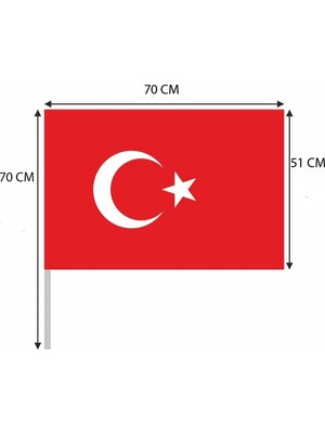 Empressco Bayrak 10 Adet 50X70 cm Pikment Kumaş Sopalı Türk Bayrağı - Fiyatı, Yorumları