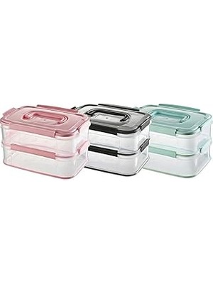Renas Store Orret Home 2x1,8 L Çift Katlı Plastik Yemek Taşıma Kutusu 3,6 L Saklama Kabı Sızdırmaz Contalı Şeff