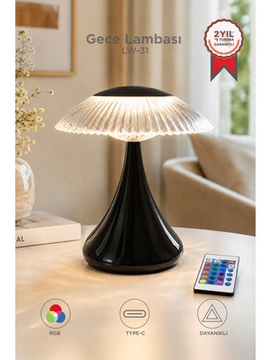 Empressco Şık Kristal Elmas Masa Lambası, LED Işık, Akrilik Gece Lambası Siyah