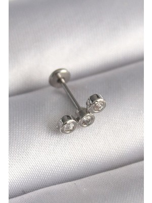 Clariss 316L Çelik Gümüş Renk Zirkon Taşlı Tragus Piercing