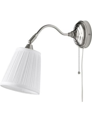 Empressco Beyaz-Nikel Kaplama 38 cm Kumaş Abajurlu Modern Duvar Lambası
